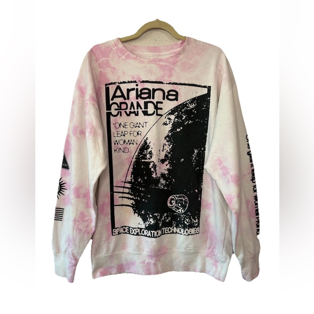 ARIANA GRANDE Women's SWEATSHIRT Crewneck NASA Large COACHELLA Pink Festival